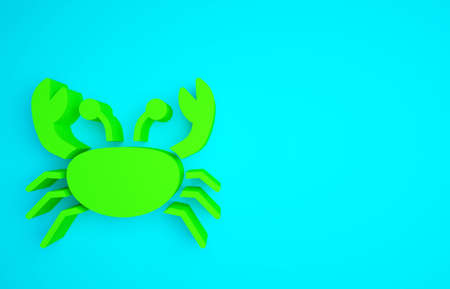 Green Crab icon isolated on blue background. Minimalism concept. 3d illustration 3D renderの写真素材