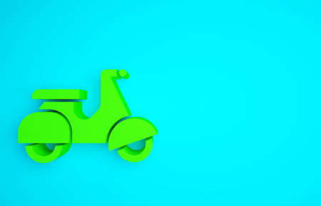 Green Scooter delivery icon isolated on blue background. Delivery service concept. Minimalism concept. 3d illustration 3D renderの写真素材