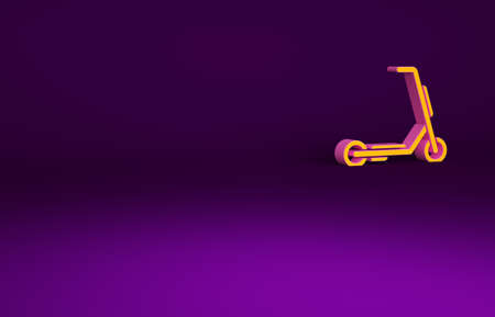 Orange Scooter delivery icon isolated on purple background. Delivery service concept. Minimalism concept. 3d illustration 3D renderの写真素材