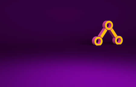 Orange Molecule icon isolated on purple background. Structure of molecules in chemistry, science teachers innovative educational poster. Minimalism concept. 3d illustration 3D renderの写真素材