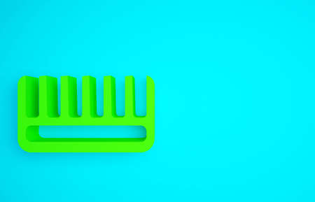 Green Hairbrush icon isolated on blue background. Comb hair sign. Barber symbol. Minimalism concept. 3d illustration 3D renderの写真素材