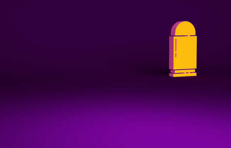 Orange Bullet icon isolated on purple background. Minimalism concept. 3d illustration 3D renderの写真素材