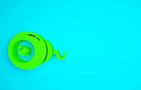 Green Eye icon isolated on blue background. Happy Halloween party. Minimalism concept. 3d illustration 3D renderの写真素材