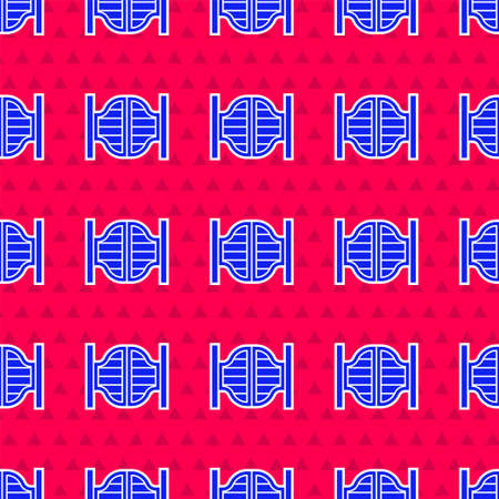Blue Old western swinging saloon door icon isolated seamless pattern on red background. Vectorのイラスト素材