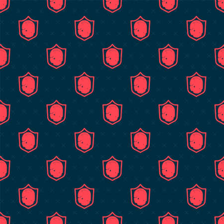 Red line Protection shield encoded fingerprint icon isolated seamless pattern on black background. ID app icon. Identification sign. Safety finger scan concept. Vectorのイラスト素材