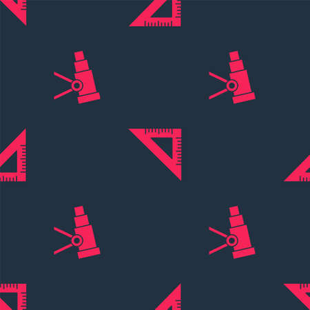 Set Telescope and Triangular ruler on seamless pattern. Vectorのイラスト素材