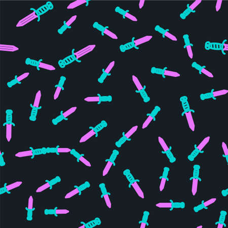 Line Military knife icon isolated seamless pattern on black background. Vectorのイラスト素材