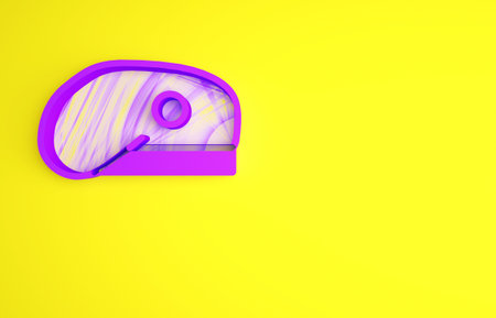 Purple Military beret icon isolated on yellow background. Soldiers cap. Army hat. War baret....