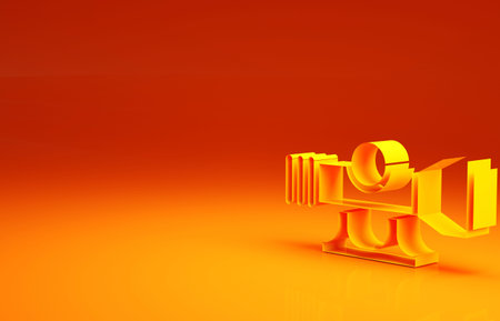 Yellow Sniper optical sight icon isolated on orange background. Sniper scope crosshairs. Minimalism...
