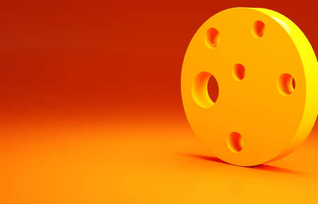 Yellow Planet Mars icon isolated on orange background. Minimalism concept. 3d illustration 3D renderの写真素材