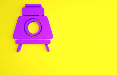 Purple Mars icon isolated on yellow background. Space . Moon walker sign. Apparatus for studying planets surface. Minimalism concept. 3d illustration 3D renderの写真素材