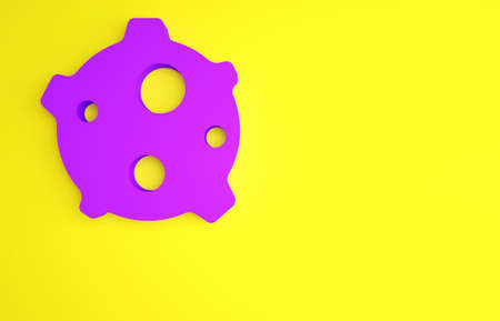 Purple Asteroid icon isolated on yellow background. Minimalism concept. 3d illustration 3D renderの写真素材
