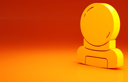 Yellow Astronaut helmet icon isolated on orange background. Minimalism concept. 3d illustration 3D...