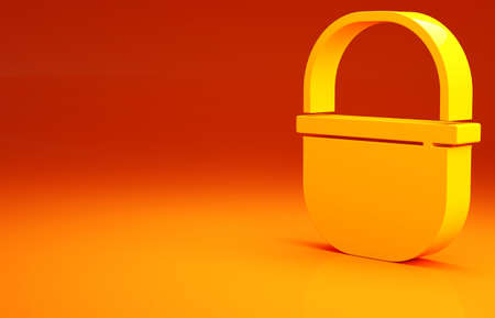 Yellow Camping pot icon isolated on orange background. Boil or stew food symbol. Minimalism concept. 3d illustration 3D renderの写真素材