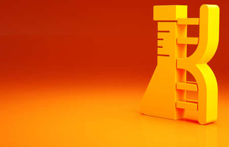 Yellow DNA research, search icon isolated on orange background. Genetic engineering, genetics testing, cloning, paternity testing. Minimalism concept. 3d illustration 3D renderの写真素材
