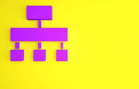 Purple Site map icon isolated on yellow background. Minimalism concept. 3d illustration 3D renderの写真素材