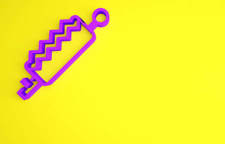 Purple Trap hunting icon isolated on yellow background. Minimalism concept. 3d illustration 3D renderの写真素材