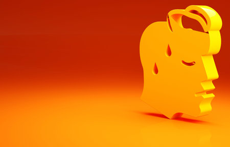 Yellow High human body temperature or get fever icon isolated on orange background. Disease, cold,...