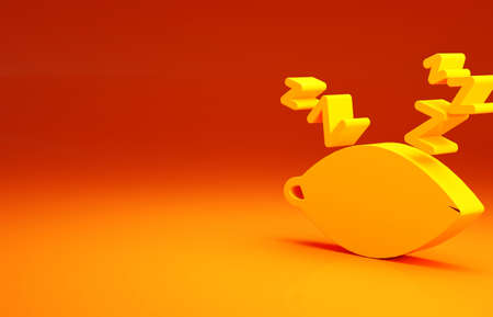 Yellow Insomnia icon isolated on orange background. Sleep disorder with capillaries and pupils. Fatigue and stress. Minimalism concept. 3d illustration 3D renderの写真素材