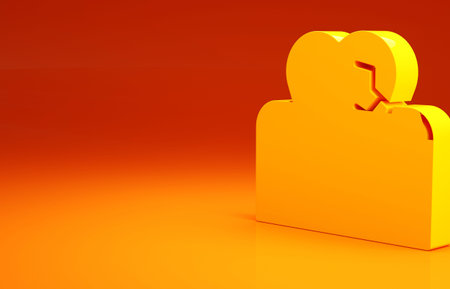 Yellow Tooth with caries icon isolated on orange background. Tooth decay. Minimalism concept. 3d...