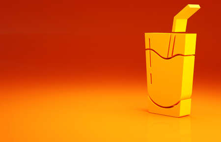 Yellow Cocktail and alcohol drink icon isolated on orange background. Minimalism concept. 3d illustration 3D renderの写真素材