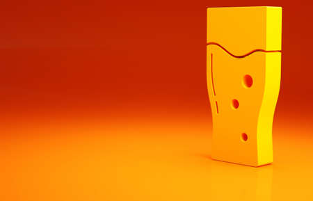 Yellow Glass of beer icon isolated on orange background. Minimalism concept. 3d illustration 3D renderの写真素材