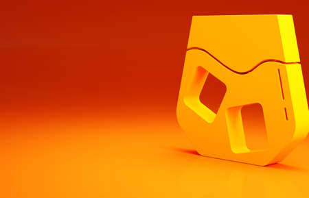 Yellow Glass of whiskey and ice cubes icon isolated on orange background. Minimalism concept. 3d illustration 3D renderの写真素材