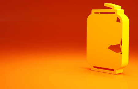 Yellow Soda can icon isolated on orange background. Minimalism concept. 3d illustration 3D renderの写真素材