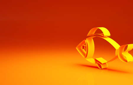 Yellow Fish icon isolated on orange background. Minimalism concept. 3d illustration 3D renderの写真素材