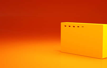 Yellow Play Video with heart icon isolated on orange background. Film strip sign. Minimalism concept. 3d illustration 3D renderの写真素材