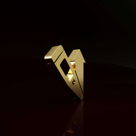Gold Medical digital thermometer for medical examination icon isolated on brown background. Minimalism concept. 3d illustration 3D renderの写真素材