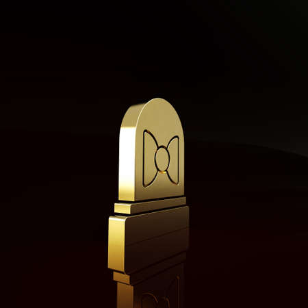 Gold Motion sensor icon isolated on brown background. Minimalism concept. 3d illustration 3D renderの写真素材