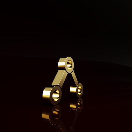 Gold Molecule icon isolated on brown background. Structure of molecules in chemistry, science...