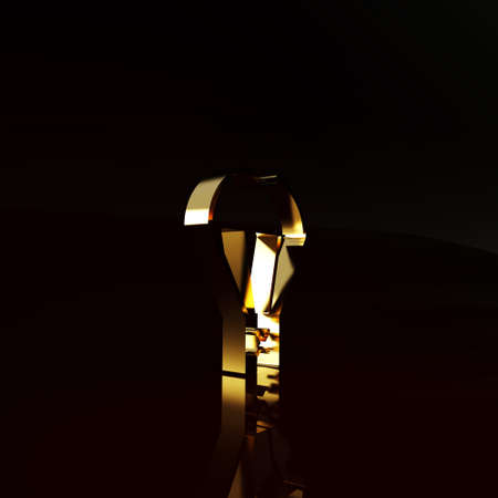 Gold Box flying on parachute icon isolated on brown background. Parcel with parachute for shipping. Delivery service, air shipping. Minimalism concept. 3d illustration 3D renderの写真素材