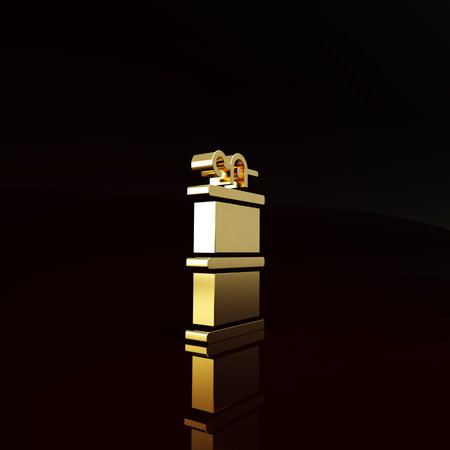 Gold Hand smoke grenade icon isolated on brown background. Bomb explosion. Minimalism concept. 3d...
