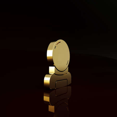 Gold Astronaut helmet icon isolated on brown background. Minimalism concept. 3d illustration 3D renderの写真素材