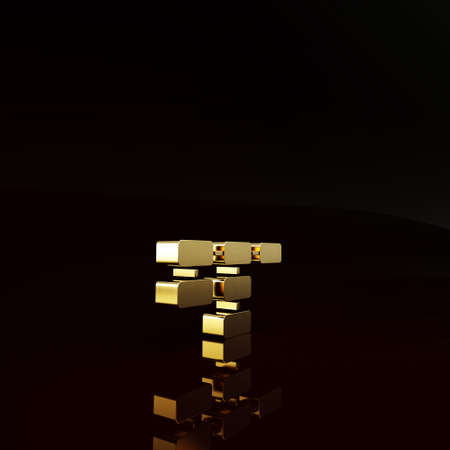 Gold Site map icon isolated on brown background. Minimalism concept. 3d illustration 3D renderの写真素材