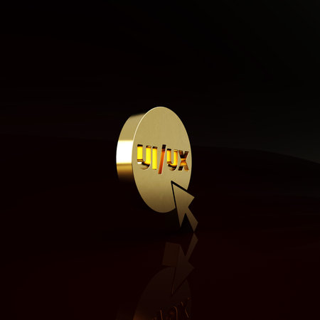 Gold UI or UX design icon isolated on brown background. Minimalism concept. 3d illustration 3D...