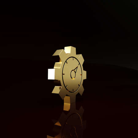 Gold Web analytics information and development website statistic icon isolated on brown background. Analysis, management, marketing, research. Minimalism concept. 3d illustration 3D renderの写真素材