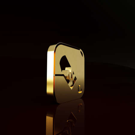 Gold Heart rate icon isolated on brown background. Heartbeat sign. Heart pulse icon. Cardiogram icon. Minimalism concept. 3d illustration 3D renderの写真素材