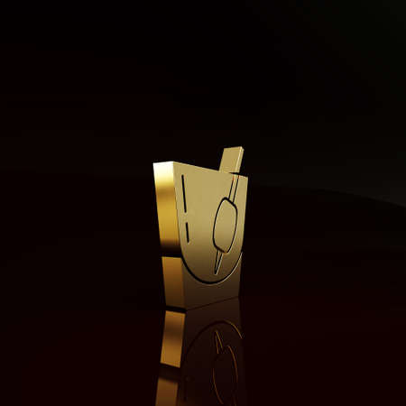 Gold Cocktail Bloody Mary icon isolated on brown background. Minimalism concept. 3d illustration 3D renderの写真素材