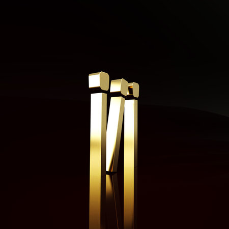 Gold Matches icon isolated on brown background. Minimalism concept. 3d illustration 3D render