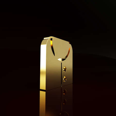 Gold Suit icon isolated on brown background. Tuxedo. Wedding suits with necktie. Minimalism concept. 3d illustration 3D renderの写真素材