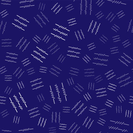 White Barbed wire icon isolated seamless pattern on blue background. Vectorのイラスト素材