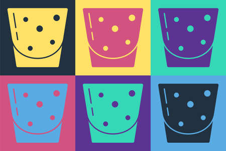 Pop art Glass of rum icon isolated on color background. Vectorのイラスト素材