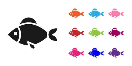 Black Fish icon isolated on white background. Set icons colorful. Vectorのイラスト素材