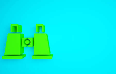 Green Binoculars icon isolated on blue background. Find software sign. Spy equipment symbol. Minimalism concept. 3d illustration 3D renderの写真素材