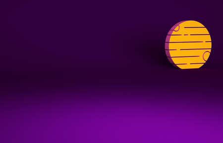 Orange Planet icon isolated on purple background. Minimalism concept. 3d illustration 3D renderの写真素材