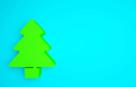 Green Tree icon isolated on blue background. Forest symbol. Minimalism concept. 3d illustration 3D renderの写真素材