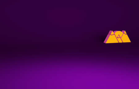 Orange Mountains icon isolated on purple background. Symbol of victory or success concept. Minimalism concept. 3d illustration 3D renderの写真素材
